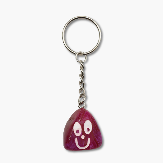 „Smiley“ Schlüsselanhänger aus Achat pink