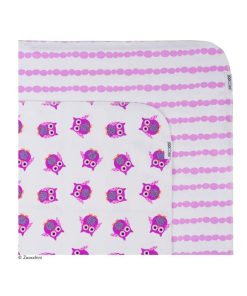 Flanell-Babydecke 2er-Set „Owl/Purple“