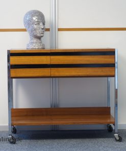 Phonowagen | Phonomöbel Beistelltisch – Rollwagen | Chromstahl – Vintage 60er Jahre
