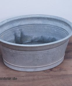 Alte Zinkwanne 60 | Ovale Bauern Zink Wanne | 60 x 49 x H 27 cm