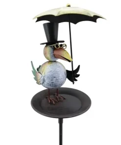 Vogeltränke Gartenstecker Metall Vogel mit Schirm Höhe 137 cm